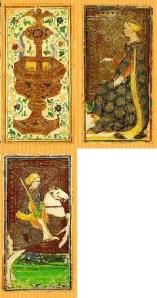 Reproduction de cartes datées d'environ 1420 et appartenant au jeu "Pierpont-Morgan Bergamo Visconti-Sforza"
