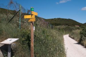 Panneau de signalisation, à la croisée du chemin des Laines et du chemin de la Liquière à Ournèze, Daniel Villafruella, Wikimedia Commons